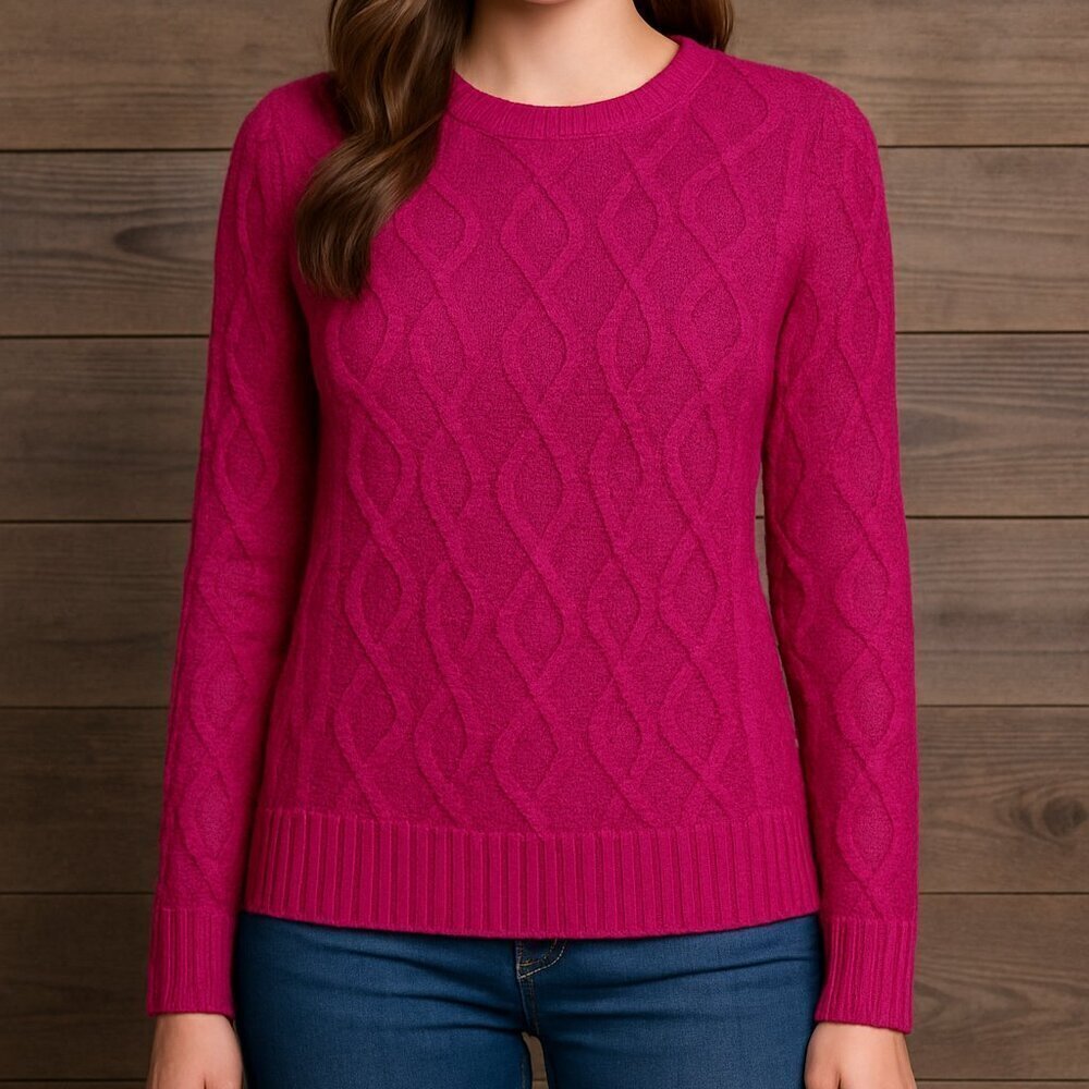 Lands' End Drifter Cable Knit Sweater Fuchsia xs/p